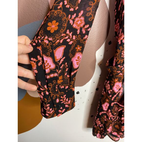 A.L.C. Silk Paisley "Sacha" Groovy Floral Dress US SIZE 2 - Picture 6 of 12